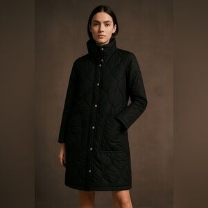 J.Crew Quilted Cocoon Coat – Black – XS – Recycled Poly Puffer PrimaLoft Warmth